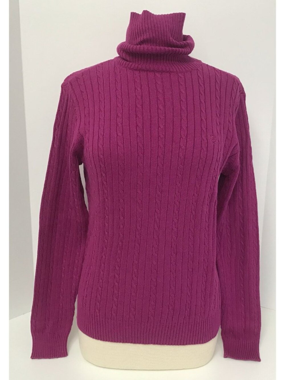 IZOD Women's Mulberry Purple Cable Knit Turtleneck Size L